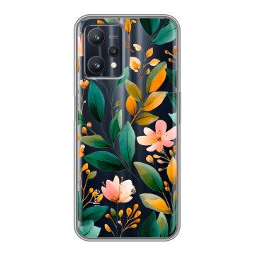Силиконовый чехол на Realme 9 Pro с принтом Цветы паттерн