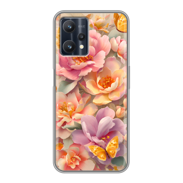 Силиконовый чехол на Realme 9 Pro с принтом Цветы и бабочки