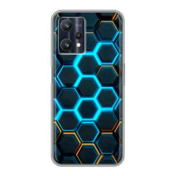 Силиконовый чехол на Realme 9 Pro с принтом Неоновые соты