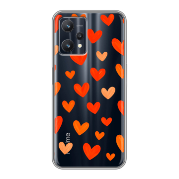 Силиконовый чехол на Realme 9 Pro с принтом Сердечки