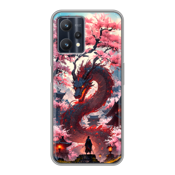 Силиконовый чехол на Realme 9 Pro с принтом Дракон Японский