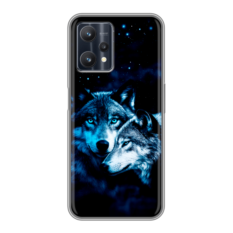 Силиконовый чехол на Realme 9 Pro с принтом Волки Силиконовый чехол на Realme 9 Pro с принтом Волки