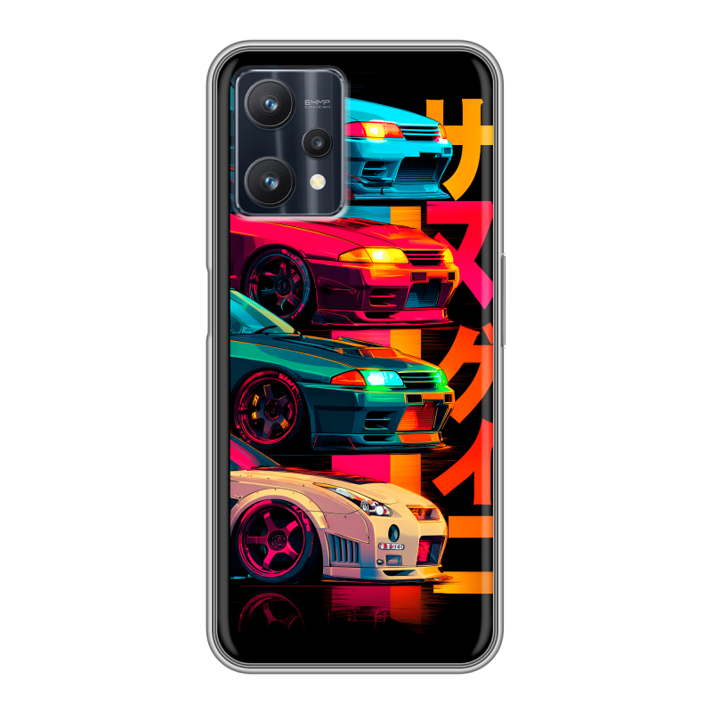 Силиконовый чехол на Realme 9 Pro с принтом Гоночные машины Силиконовый чехол на Realme 9 Pro с принтом Гоночные машины
