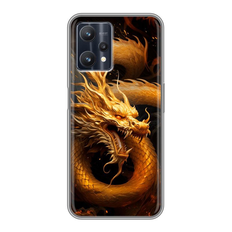 Силиконовый чехол на Realme 9 Pro с принтом Золотой дракон Силиконовый чехол на Realme 9 Pro с принтом Золотой дракон