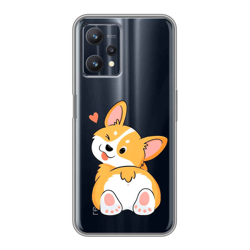 Силиконовый чехол на Realme 9 Pro с принтом Корги Силиконовый чехол на Realme 9 Pro с принтом Корги