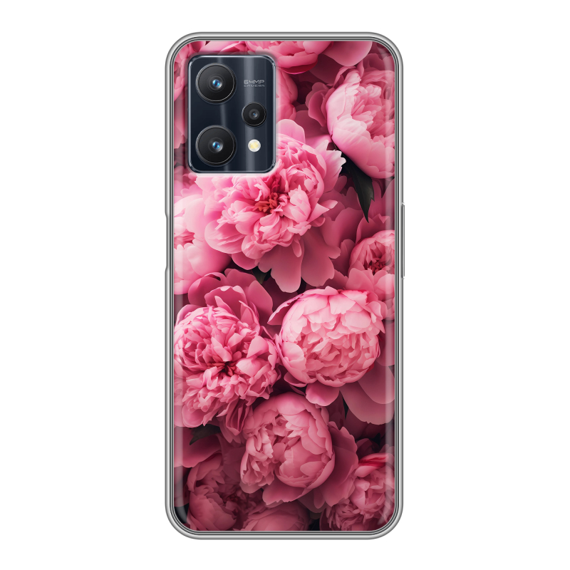 Силиконовый чехол на Realme 9 Pro с принтом цветы пионы Силиконовый чехол на Realme 9 Pro с принтом цветы пионы