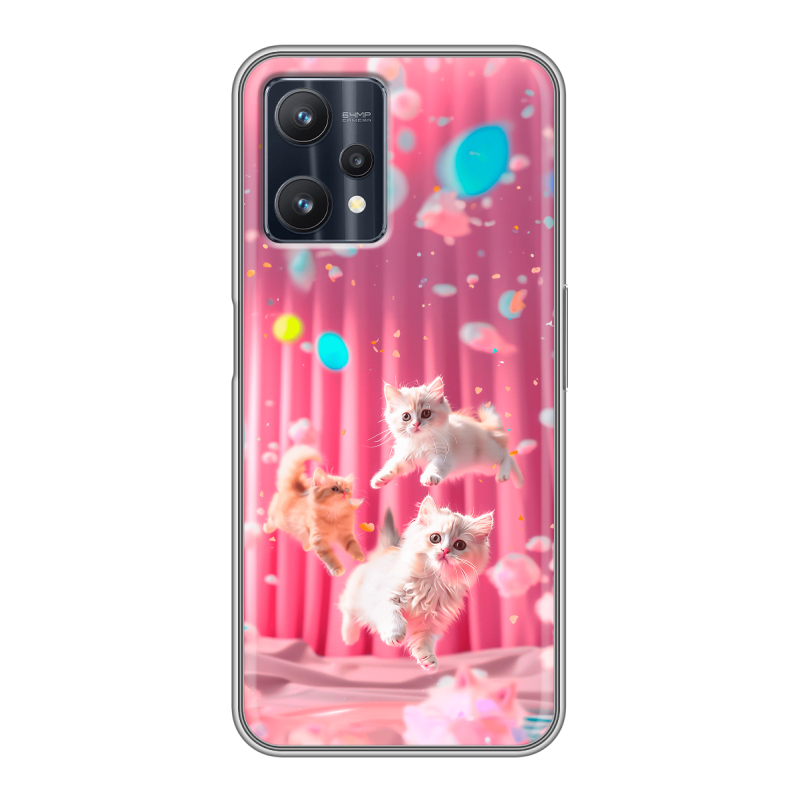Силиконовый чехол на Realme 9 Pro с принтом милые котики Силиконовый чехол на Realme 9 Pro с принтом милые котики
