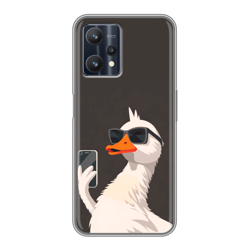 Силиконовый чехол на Realme 9 Pro с принтом утка в очках Силиконовый чехол на Realme 9 Pro с принтом утка в очках