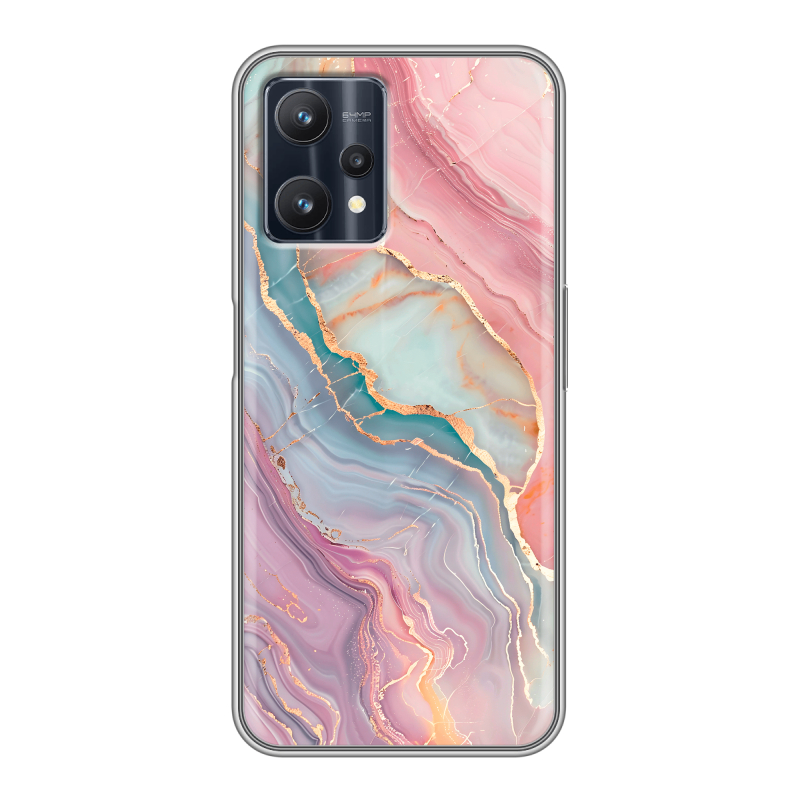 Силиконовый чехол на Realme 9 Pro с принтом розовый мрамор Силиконовый чехол на Realme 9 Pro с принтом розовый мрамор