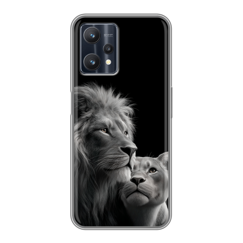 Силиконовый чехол на Realme 9 Pro с принтом Лев кошки Силиконовый чехол на Realme 9 Pro с принтом Лев кошки