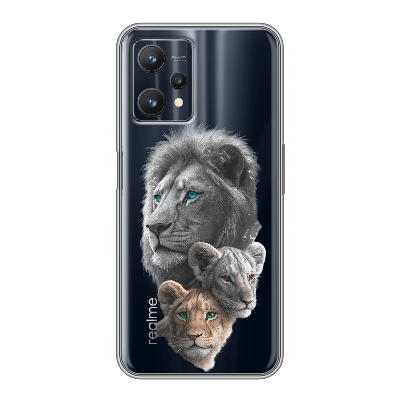 Силиконовый противоударный чехол на Realme 9 Pro с принтом Львы Силиконовый противоударный чехол на Realme 9 Pro с принтом Львы
