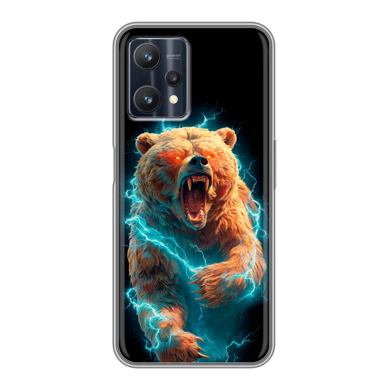 Силиконовый чехол на Realme 9 Pro с принтом Медведь Силиконовый чехол на Realme 9 Pro с принтом Медведь