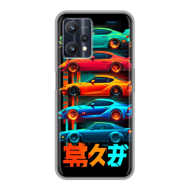 Силиконовый противоударный чехол на Realme 9 Pro с принтом машины тачки Силиконовый противоударный чехол на Realme 9 Pro с принтом машины тачки
