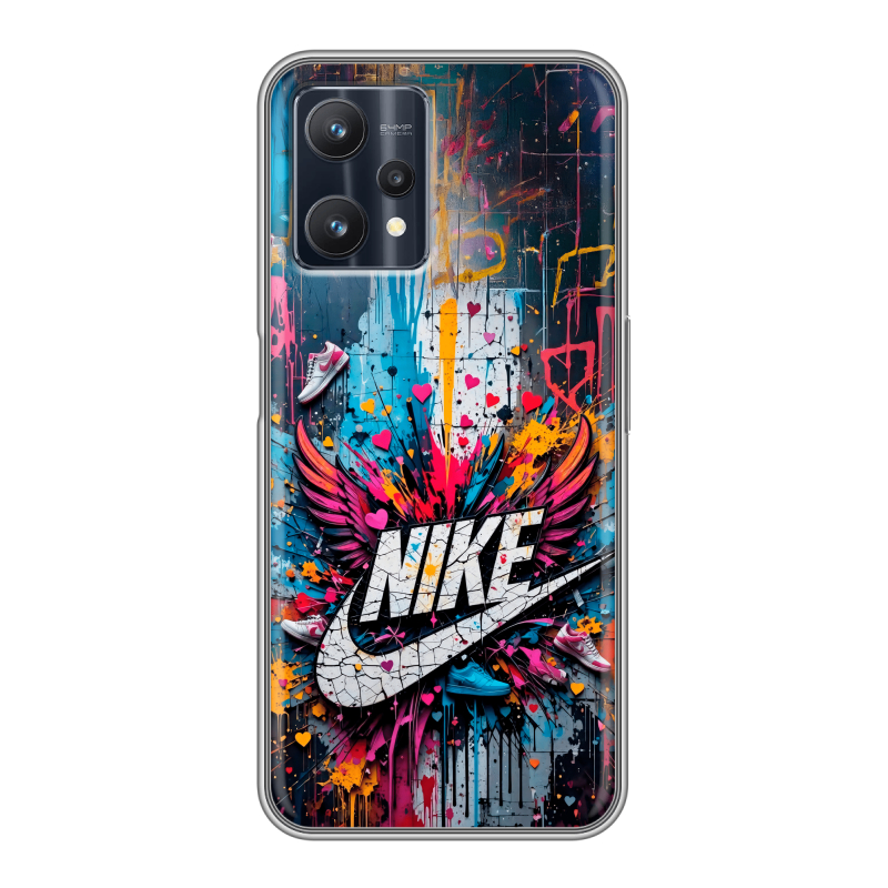 Силиконовый чехол на Realme 9 Pro с принтом Nike Найк Силиконовый чехол на Realme 9 Pro с принтом Nike Найк