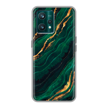 Силиконовый чехол на Realme 9 Pro Plus с принтом Мрамор зеленое золото Силиконовый чехол на Realme 9 Pro Plus с принтом Мрамор зеленое золото