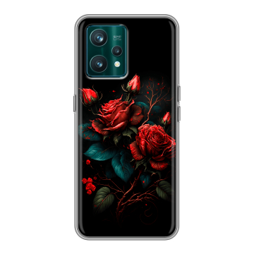 Силиконовый чехол на Realme 9 Pro Plus с принтом Розы красные Силиконовый чехол на Realme 9 Pro Plus с принтом Розы красные