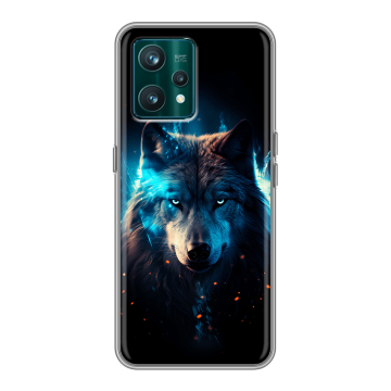 Силиконовый чехол на Realme 9 Pro Plus с принтом Волк ночной Силиконовый чехол на Realme 9 Pro Plus с принтом Волк ночной