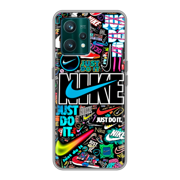 Силиконовый чехол на Realme 9 Pro Plus с принтом найк nike черный