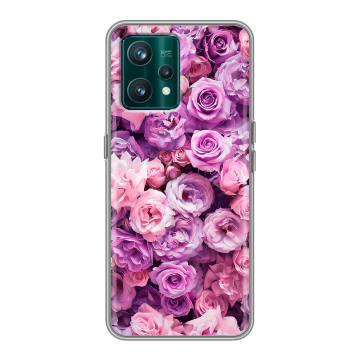 Силиконовый чехол на Realme 9 Pro Plus с принтом лавандовые розы Силиконовый чехол на Realme 9 Pro Plus с принтом лавандовые розы