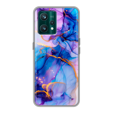 Силиконовый чехол на Realme 9 Pro Plus с принтом синий мрамор Силиконовый чехол на Realme 9 Pro Plus с принтом синий мрамор