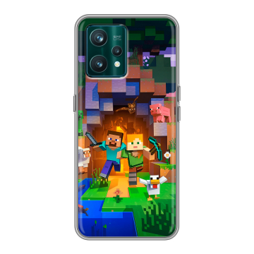 Силиконовый чехол на Realme 9 Pro Plus с принтом Майнкрафт Minecraft