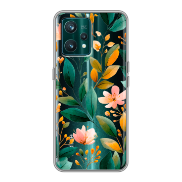 Силиконовый чехол на Realme 9 Pro Plus с принтом Цветы паттерн Силиконовый чехол на Realme 9 Pro Plus с принтом Цветы паттерн
