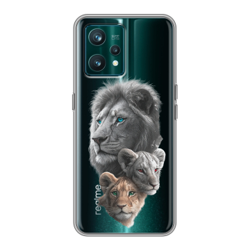 Силиконовый чехол на Realme 9 Pro Plus с принтом Львы Силиконовый чехол на Realme 9 Pro Plus с принтом Львы
