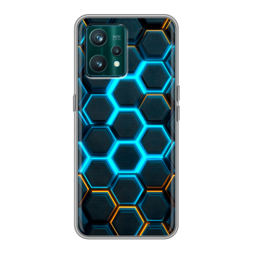 Силиконовый чехол на Realme 9 Pro Plus с принтом Неоновые соты Силиконовый чехол на Realme 9 Pro Plus с принтом Неоновые соты