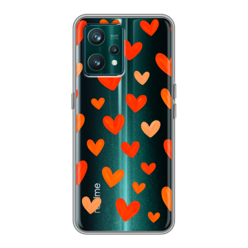 Силиконовый чехол на Realme 9 Pro Plus с принтом Сердечки Силиконовый чехол на Realme 9 Pro Plus с принтом Сердечки