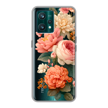Силиконовый чехол на Realme 9 Pro Plus с принтом цветы Силиконовый чехол на Realme 9 Pro Plus с принтом цветы