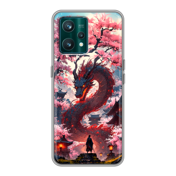 Силиконовый чехол на Realme 9 Pro Plus с принтом Дракон Японский Силиконовый чехол на Realme 9 Pro Plus с принтом Дракон Японский