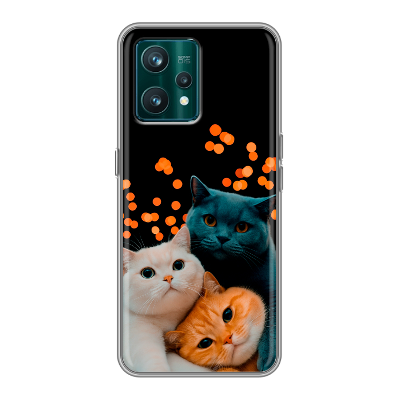 Силиконовый чехол на Realme 9 Pro Plus с принтом Кошки Силиконовый чехол на Realme 9 Pro Plus с принтом Кошки