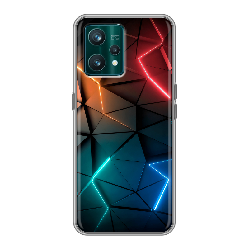 Силиконовый противоударный чехол на Realme 9 Pro Plus с принтом Абстракция неон Силиконовый противоударный чехол на Realme 9 Pro Plus с принтом Абстракция неон