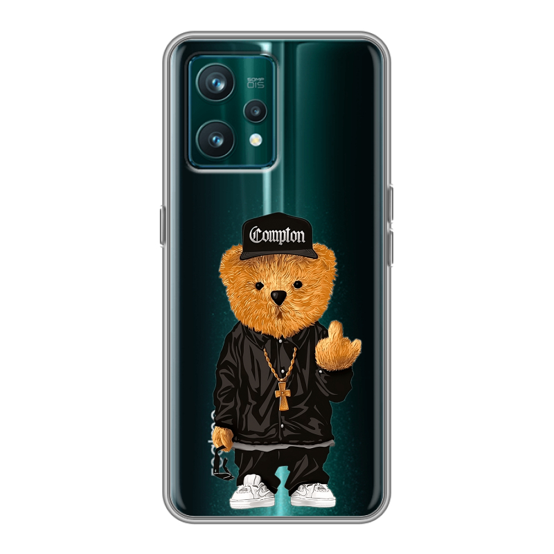 Силиконовый противоударный чехол на Realme 9 Pro Plus с принтом Мишка Силиконовый противоударный чехол на Realme 9 Pro Plus с принтом Мишка