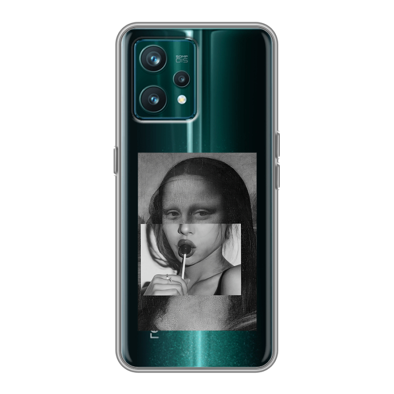 Силиконовый противоударный чехол на Realme 9 Pro Plus с принтом Мона Лиза Силиконовый противоударный чехол на Realme 9 Pro Plus с принтом Мона Лиза