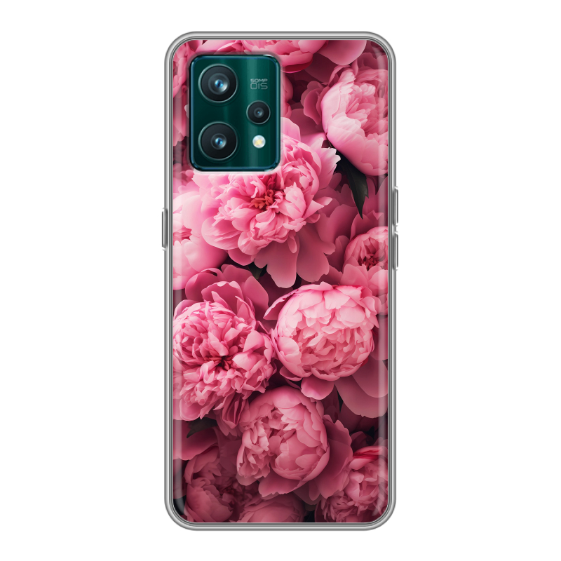 Силиконовый чехол на Realme 9 Pro Plus с принтом цветы пионы Силиконовый чехол на Realme 9 Pro Plus с принтом цветы пионы