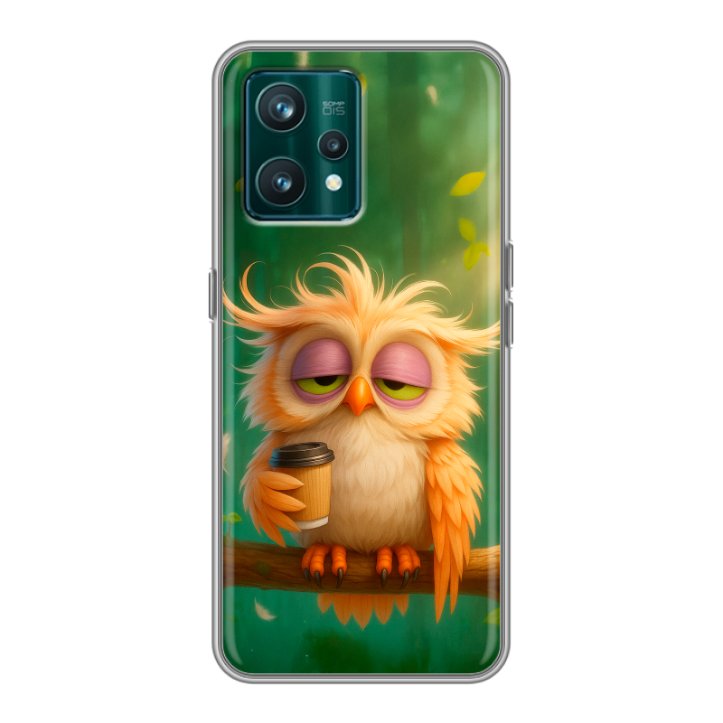 Силиконовый противоударный чехол на Realme 9 Pro Plus с принтом сова Силиконовый противоударный чехол на Realme 9 Pro Plus с принтом сова