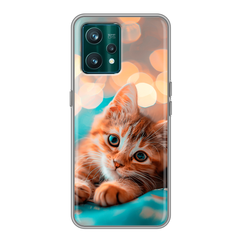Силиконовый противоударный чехол на Realme 9 Pro Plus с принтом котик Силиконовый противоударный чехол на Realme 9 Pro Plus с принтом котик