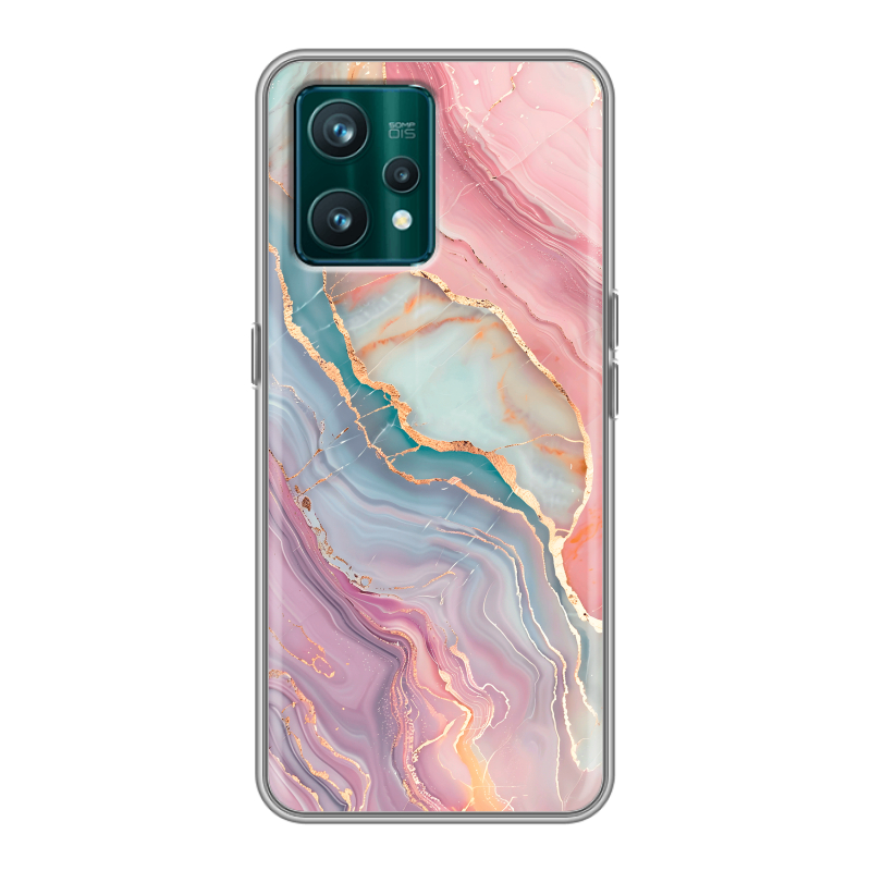 Силиконовый чехол на Realme 9 Pro Plus с принтом розовый мрамор Силиконовый чехол на Realme 9 Pro Plus с принтом розовый мрамор