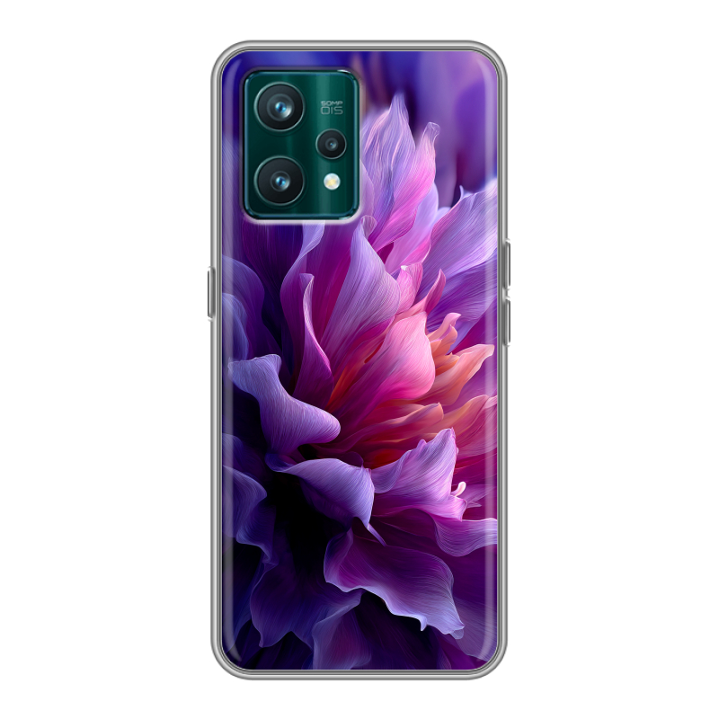 Силиконовый противоударный чехол на Realme 9 Pro Plus с принтом женский цветы Силиконовый противоударный чехол на Realme 9 Pro Plus с принтом женский цветы