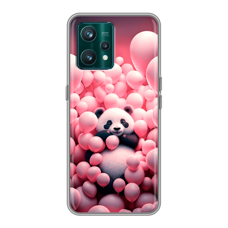 Силиконовый противоударный чехол на Realme 9 Pro Plus с принтом Панда Силиконовый противоударный чехол на Realme 9 Pro Plus с принтом Панда