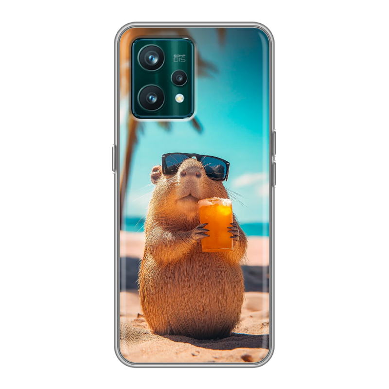 Силиконовый противоударный чехол на Realme 9 Pro Plus с принтом Капибара Силиконовый противоударный чехол на Realme 9 Pro Plus с принтом Капибара