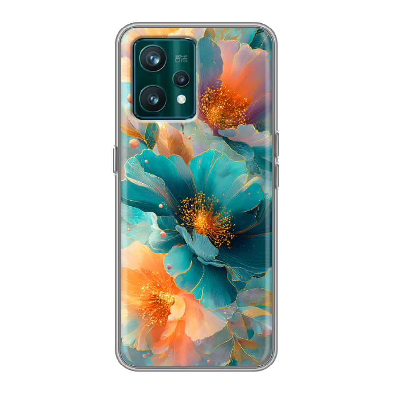 Силиконовый чехол на Realme 9 Pro Plus с принтом Цветы Силиконовый чехол на Realme 9 Pro Plus с принтом Цветы