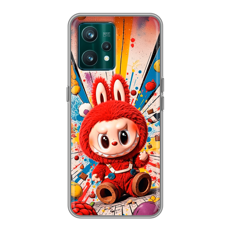 Силиконовый противоударный чехол на Realme 9 Pro Plus с принтом Labubu Лабубу Силиконовый противоударный чехол на Realme 9 Pro Plus с принтом Labubu Лабубу
