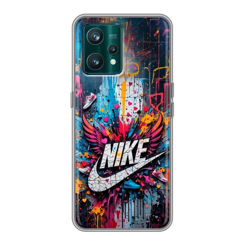 Силиконовый противоударный чехол на Realme 9 Pro Plus с принтом Nike Найк Силиконовый противоударный чехол на Realme 9 Pro Plus с принтом Nike Найк