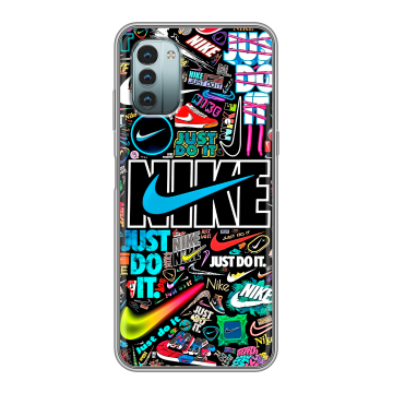 Силиконовый чехол на Nokia G11 с принтом найк nike черный Силиконовый чехол на Nokia G11 с принтом найк nike черный