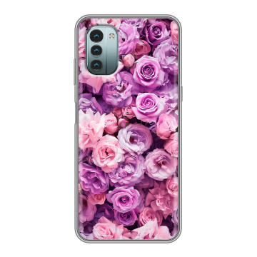 Силиконовый чехол на Nokia G11 с принтом лавандовые розы Силиконовый чехол на Nokia G11 с принтом лавандовые розы