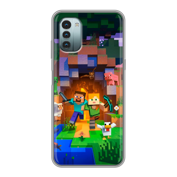 Силиконовый чехол на Nokia G11 с принтом Майнкрафт Minecraft Силиконовый чехол на Nokia G11 с принтом Майнкрафт Minecraft