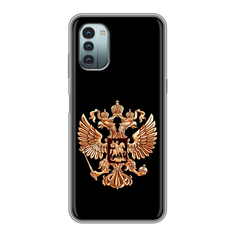 Силиконовый чехол на Nokia G11 с принтом Герб России золотой Силиконовый чехол на Nokia G11 с принтом Герб России золотой