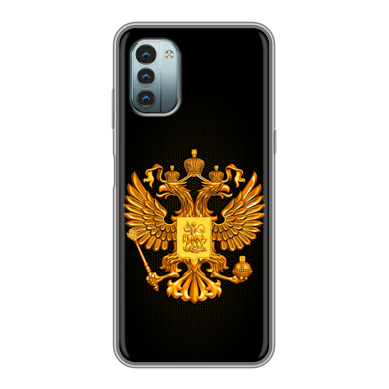 Силиконовый чехол на Nokia G11 с принтом Герб России желтый Силиконовый чехол на Nokia G11 с принтом Герб России желтый
